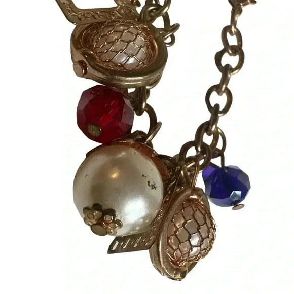 Vintage Gold beaded charm bracelet women’s jewelry dangle - Picture 6 of 6